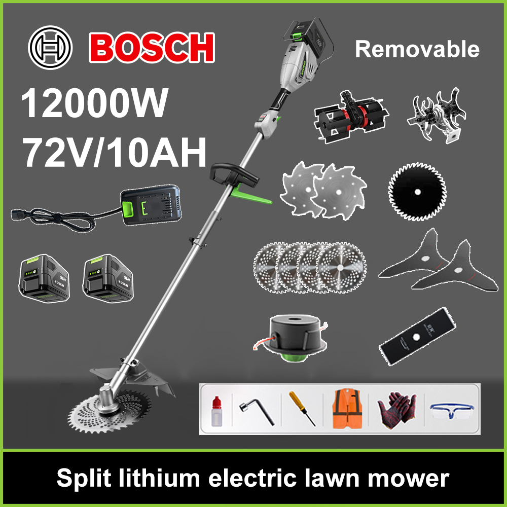 Mașină de tuns iarba fără perii de 12000W + Baterie litiu de 96V/10AH * 2 + Lame de ferăstrău circular * 4 + Lame de ferăstrău drepte + Disc de plivit + Coardă de plivit * 20 + Lamă triplă * 2 + Lame de ferăstrău din oțel + Lame de ferăstrău din aliaj * 2 + Lamă de ferăstrău + Cap lamă de ferăstrău + Încărcător rapid dublu original + Alte accesorii + Garanție de zece ani
