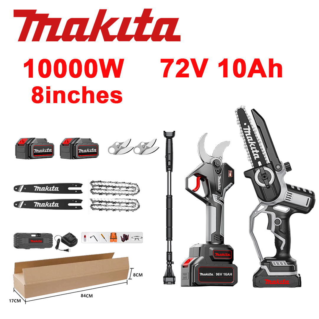Indicator LED de alimentare (durata de viata a bateriei: 10 ore). Ferăstrău cu litiu-ion de 8 inch 10.000 W + foarfecă de tăiere + baterie 72V 10.0Ah*2 + încărcător + bare de ghidare *2 + lanțuri *2 + lame din aliaj SK9 *2 + stâlp telescopic *1 (telescopic 150cm-450cm) + cutie de scule + 0 ulei de ulei de siguranță.